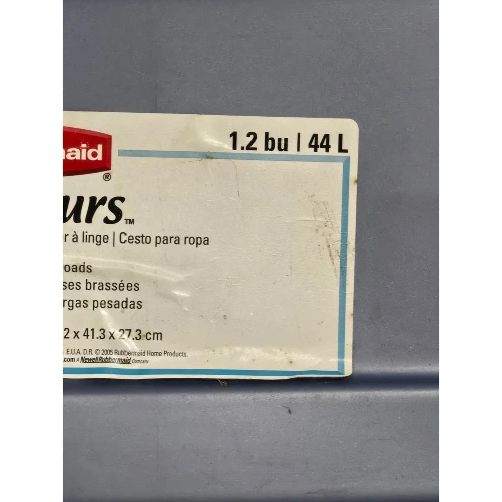 Vintage Rubbermaid 2965 90s Y2K Slate Blue Laundry Basket Rectangular 22